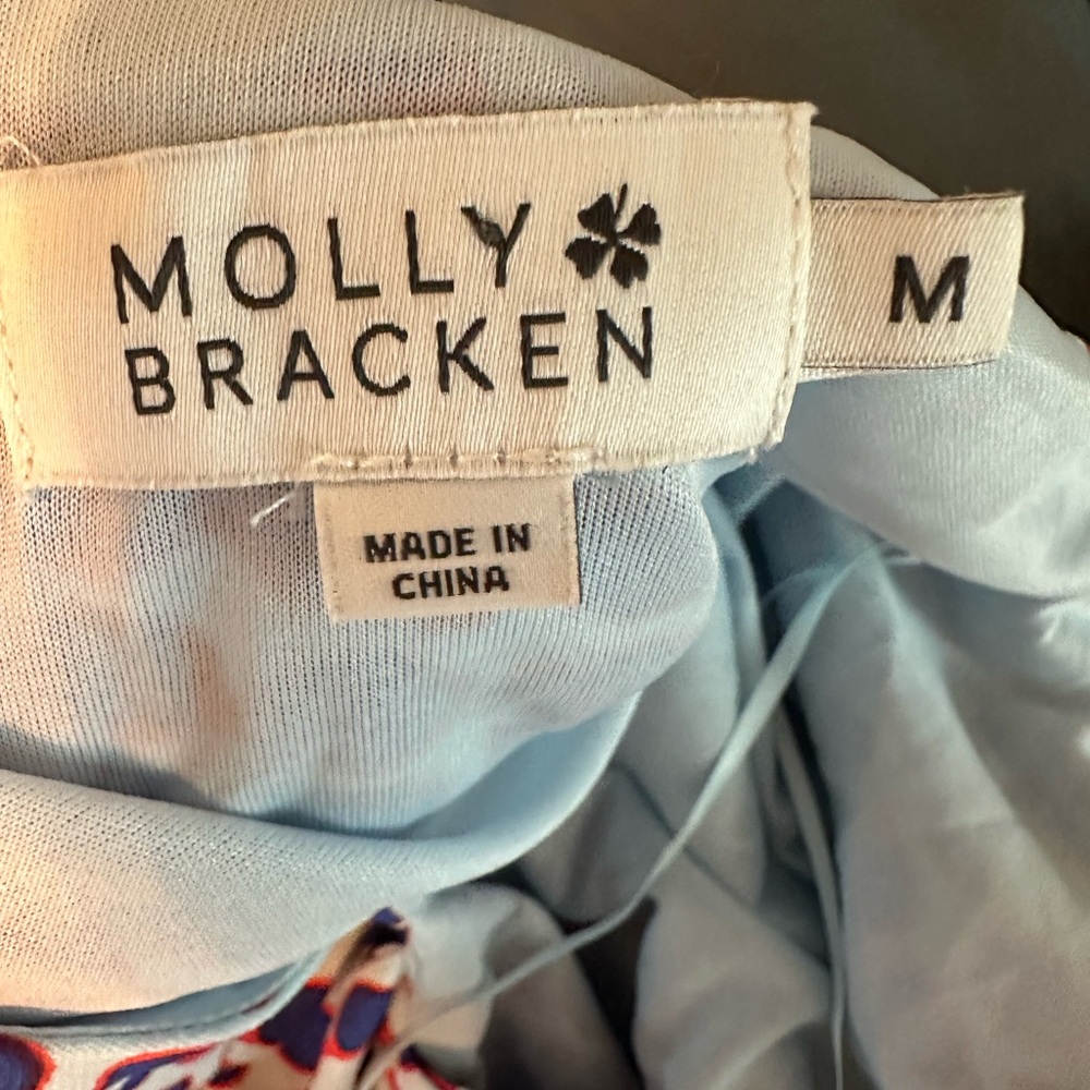 MOLLY BRACKEN Womens Sunglasses Motif Dress - Sz M Sleeveless Blue Orange #652 - Picture 6 of 9